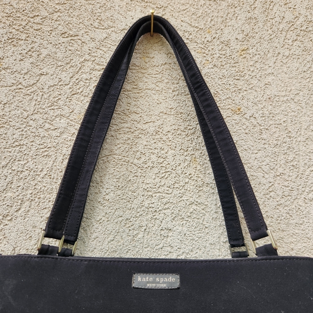 Kate Spade New York Sam Handbag Black Nylon Box Bag Double Handle Purse - Picture 5 of 12